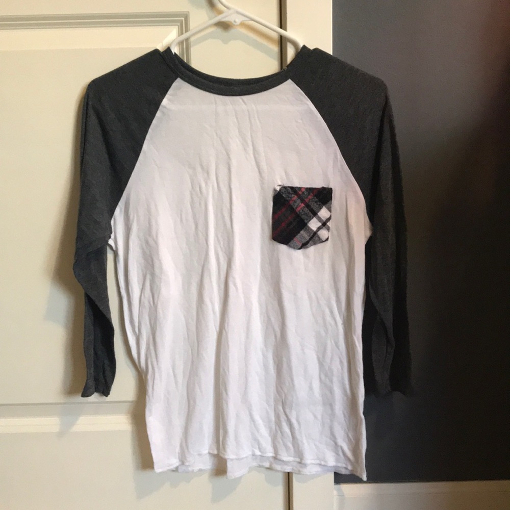 Grey and white baseball tee